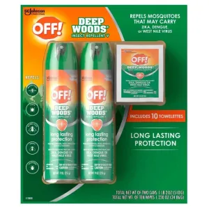 OFF! Deep Woods 2 x 9oz   10 Deep Woods Towelettes