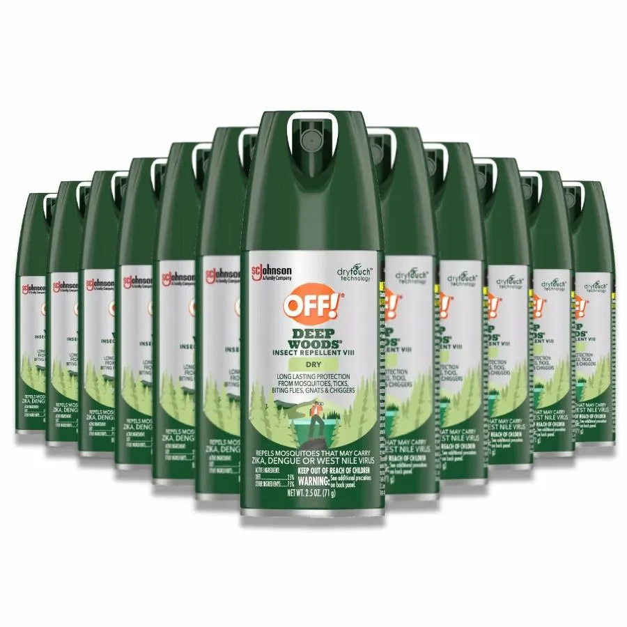 OFF! - Deep Woods Insect Repellent Aerosol, Dry Bug Spray - 2.5 Oz - 12 Pack