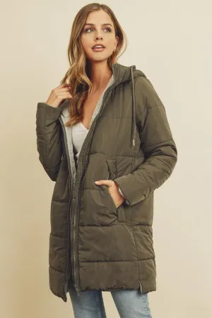 Oversized Puffer Jacket in Olive