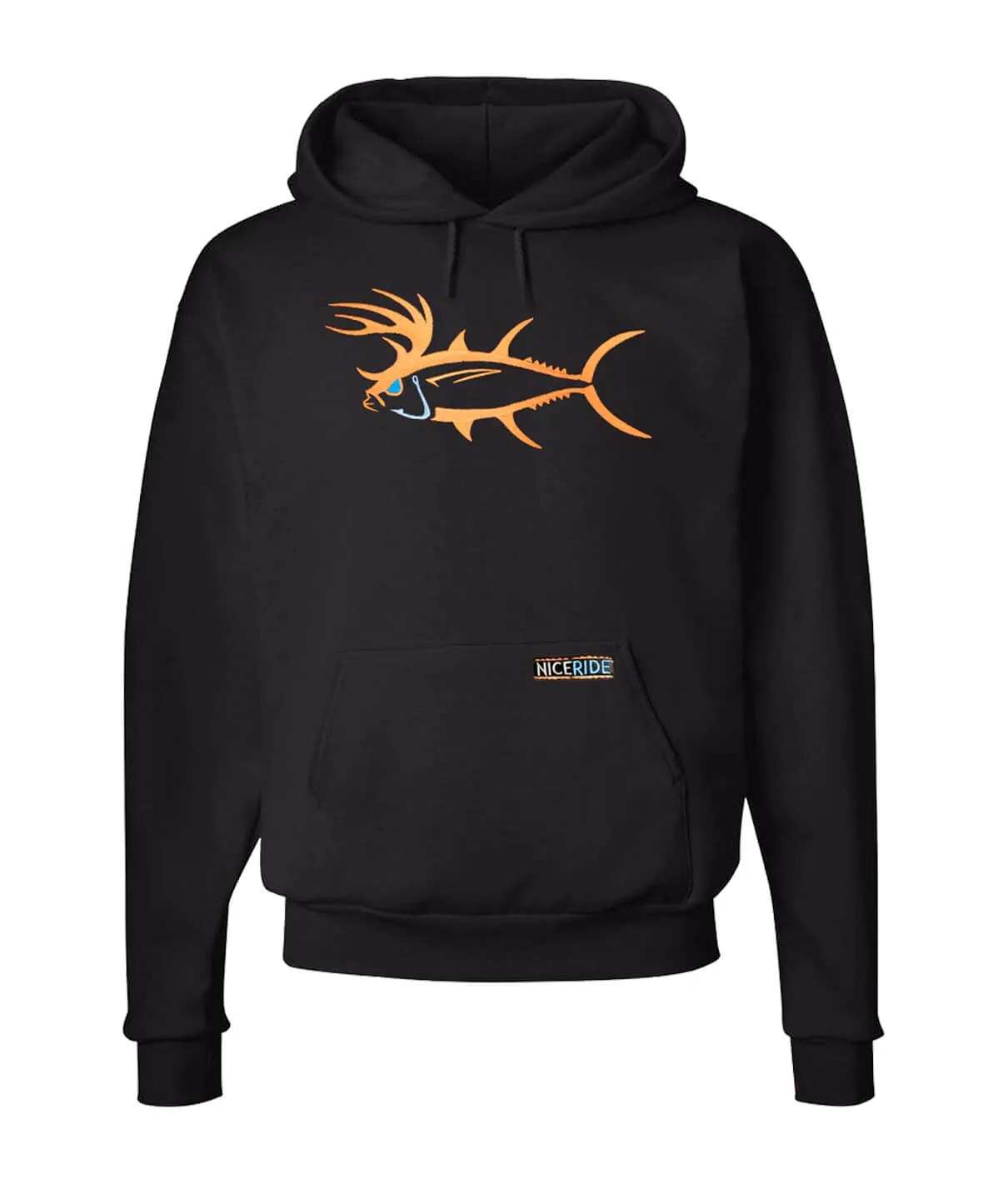 "Buck-Eye" Black Pullover Hoodie For Men And Women