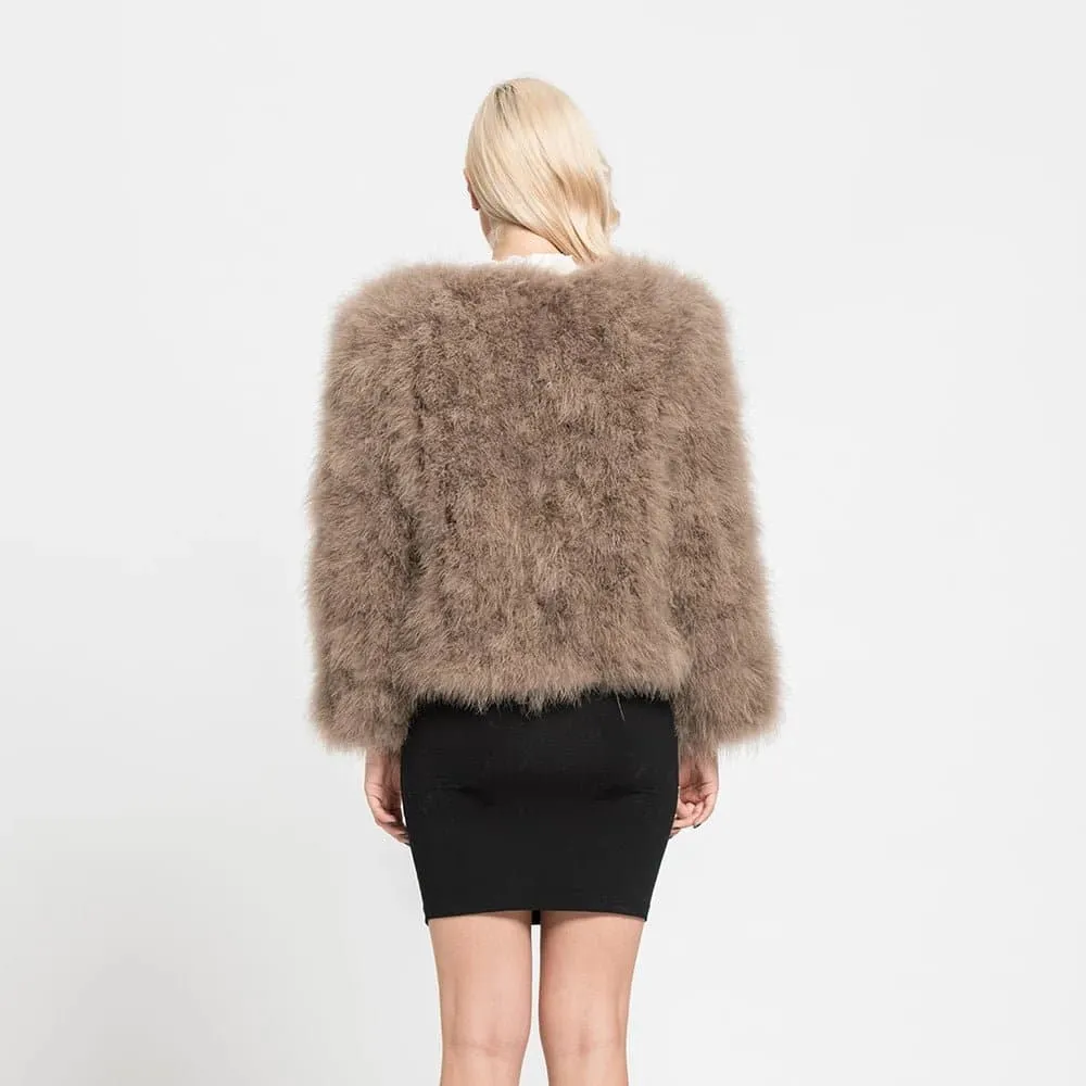 Luxurious Womens Ostrich Feather Coat - Premium Winter Outerwear