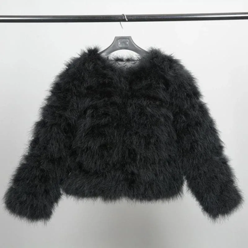 Luxurious Womens Ostrich Feather Coat - Premium Winter Outerwear