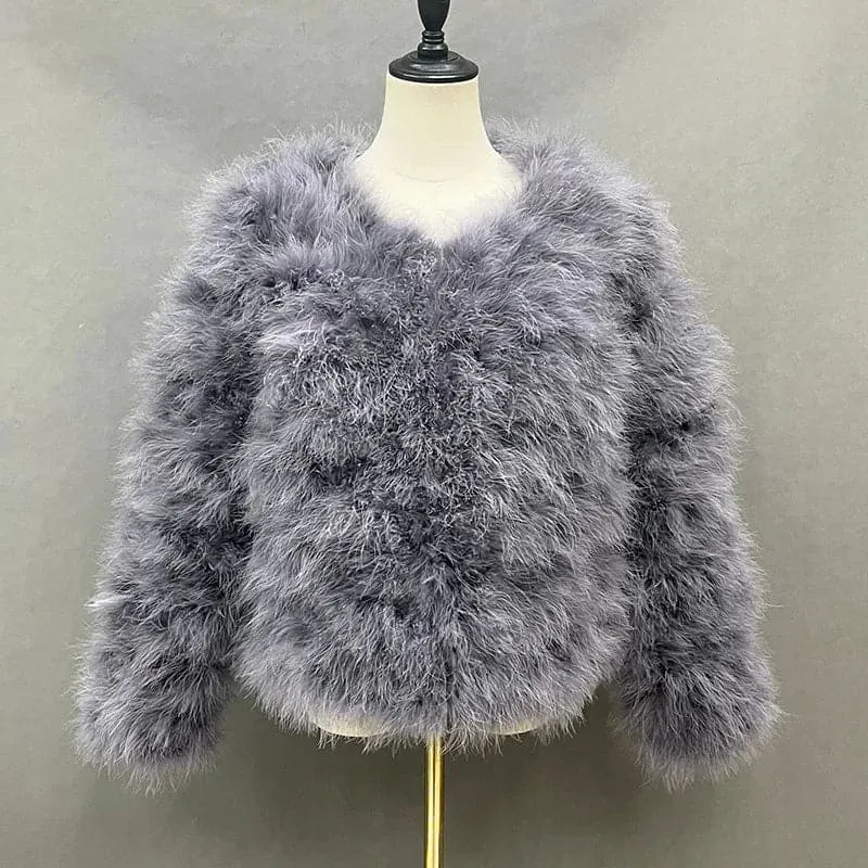 Luxurious Womens Ostrich Feather Coat - Premium Winter Outerwear