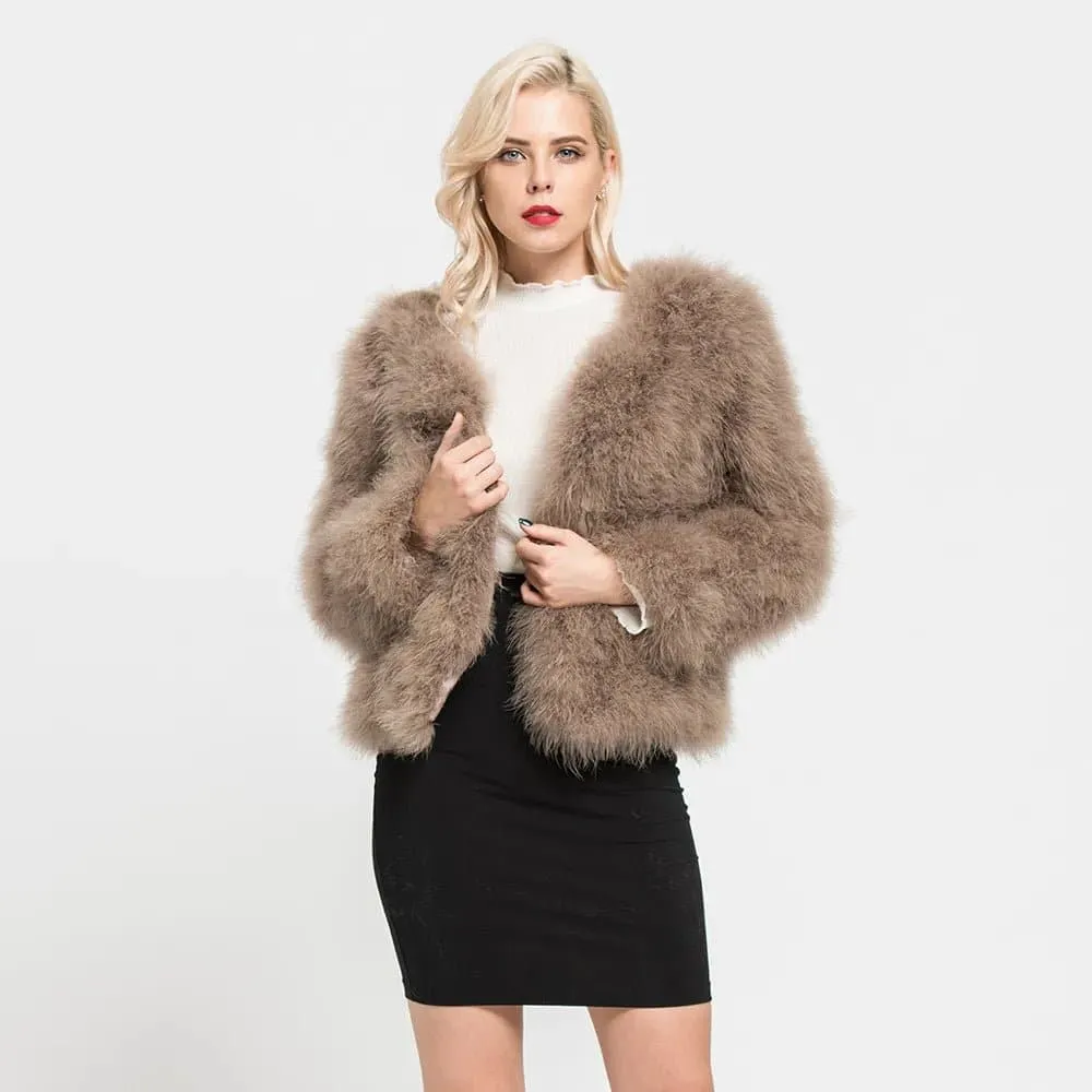 Luxurious Womens Ostrich Feather Coat - Premium Winter Outerwear