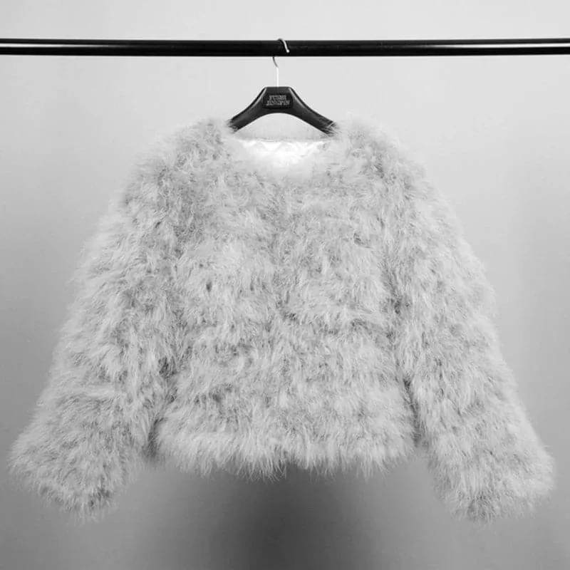 Luxurious Womens Ostrich Feather Coat - Premium Winter Outerwear