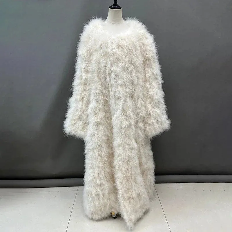 Luxurious Womens Ostrich Feather Coat - Premium Winter Outerwear