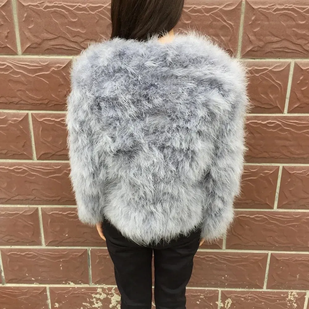 Luxurious Womens Ostrich Feather Coat - Premium Winter Outerwear