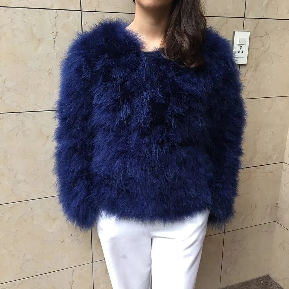 Luxurious Womens Ostrich Feather Coat - Premium Winter Outerwear