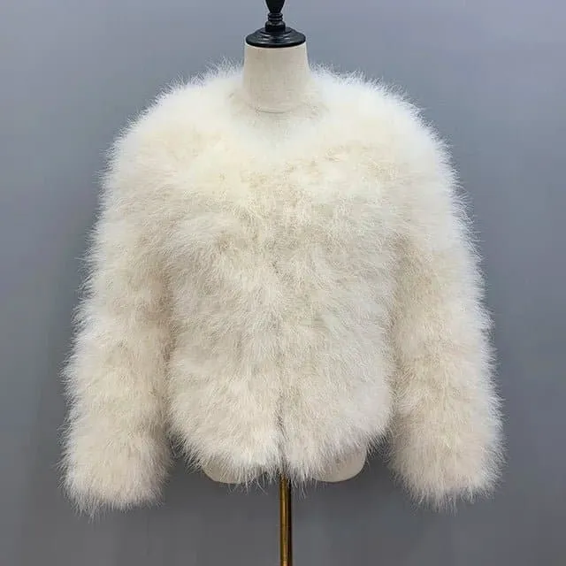 Luxurious Womens Ostrich Feather Coat - Premium Winter Outerwear