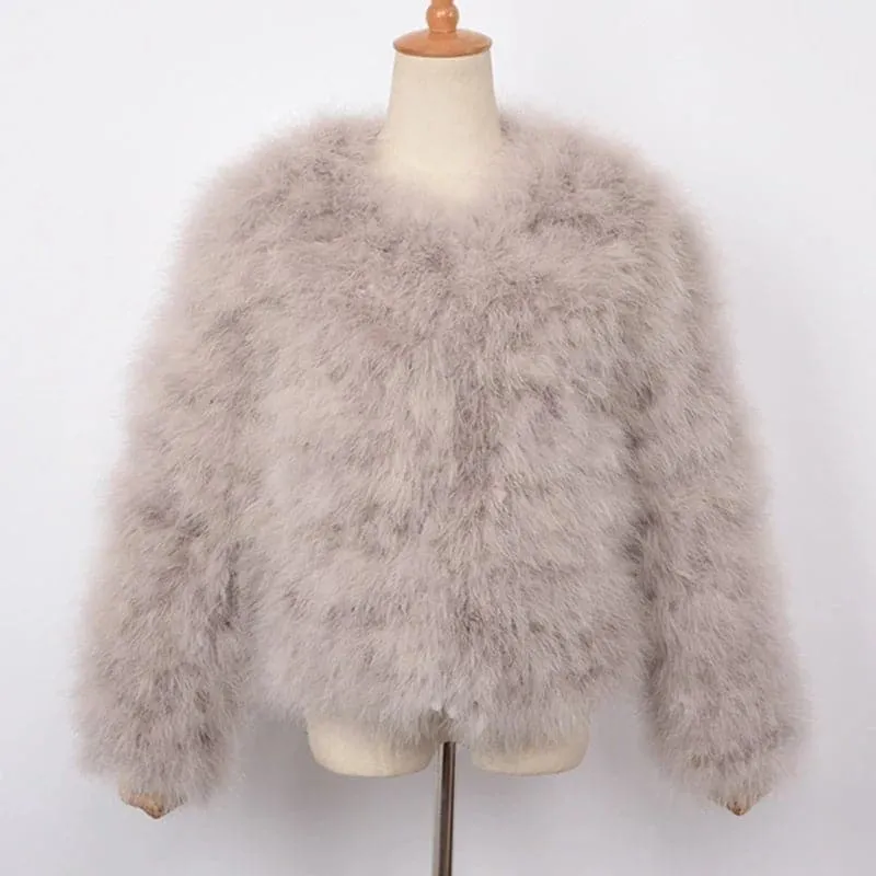 Luxurious Womens Ostrich Feather Coat - Premium Winter Outerwear