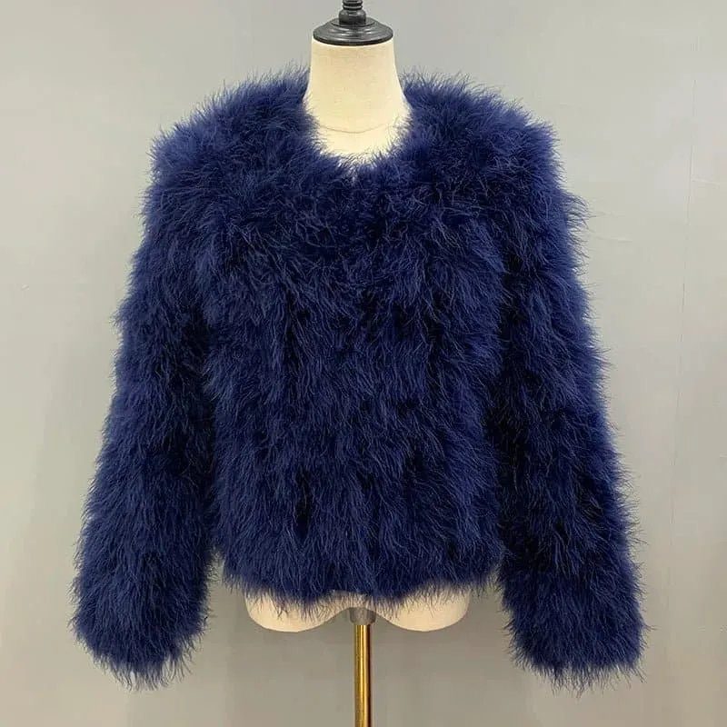 Luxurious Womens Ostrich Feather Coat - Premium Winter Outerwear