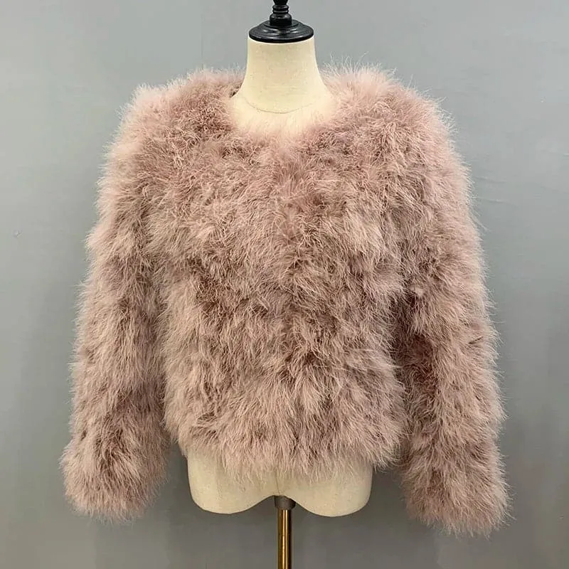 Luxurious Womens Ostrich Feather Coat - Premium Winter Outerwear