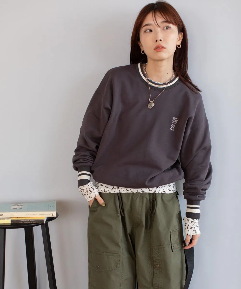 rib line sweat tops