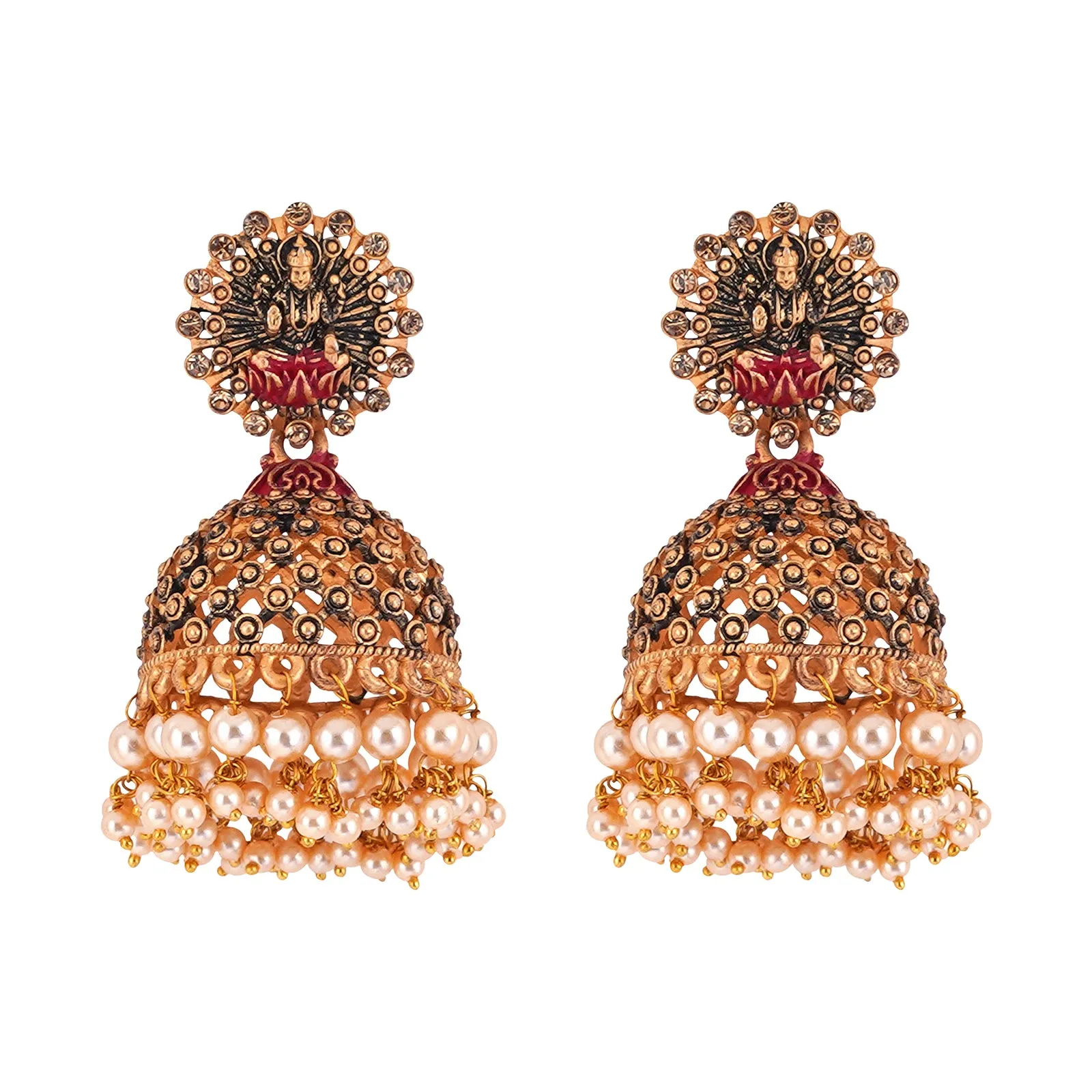 Teejh Chakriya  Pink Gold Enamel Earrings